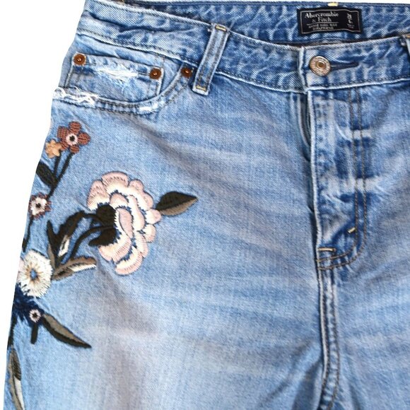 Abercrombie & Fitch Annie High Rise Girlfriend Jeans Sz 28 6s Distressed Floral - Picture 5 of 11